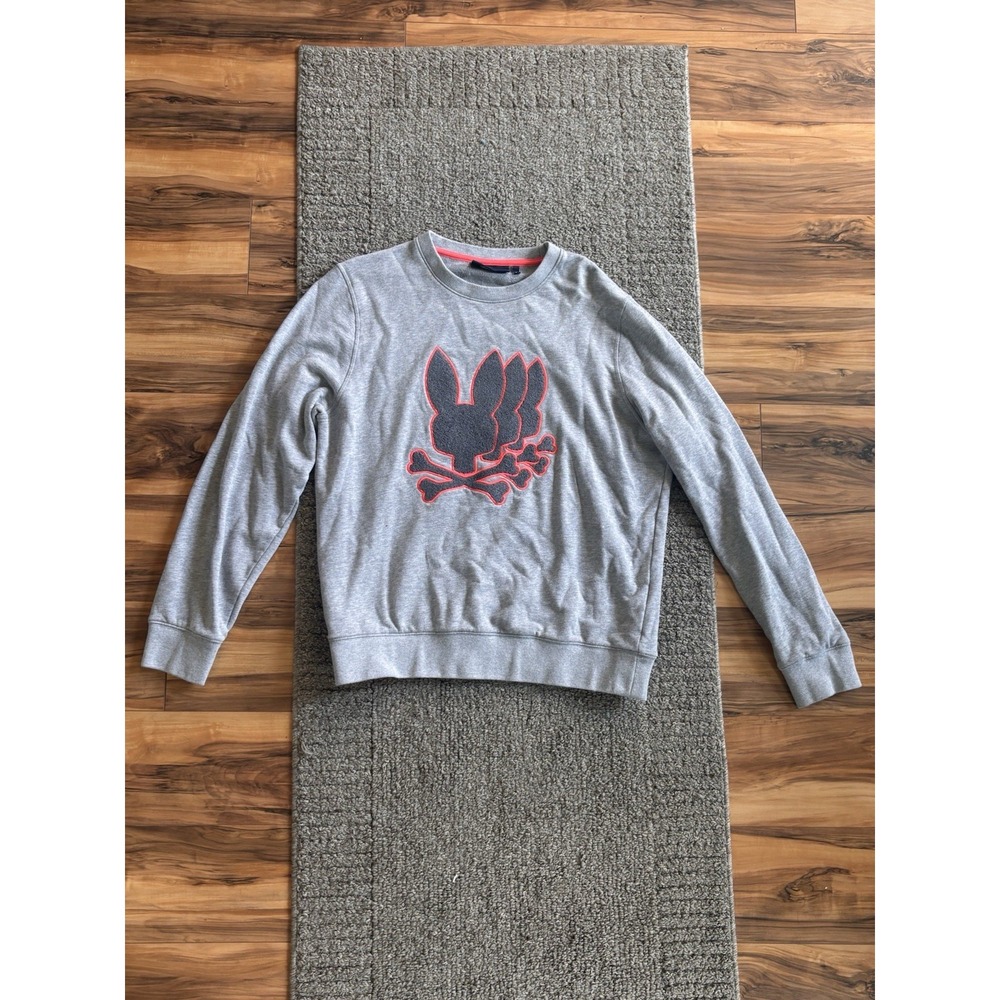 Psycho Bunny Gray Crewneck Sweatshirt Men's Size M Embroidered Logo Pullover